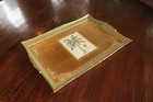 Large Rare Vintage Italian Florentine Tole Tray     Palm Tree  Gold   Green  Italy