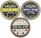 Set Of 3 Metal Poker Buttons - Dealer Button  Big Blind And Small Blind Metal   