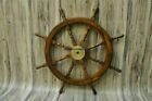 36 Inch Big Ship Steering Wheel Wooden Antique Teak Brass Nautical Pirate Ship s