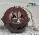 3 Pc Rusty Tin Pumpkin Jingle Bells Jack-o-lantern 2  Diameter - Fall Ornaments