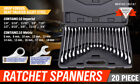 20pc Ratcheting Combination Wrench Set Sae Inch Imperial Metric Mm Tool With Box