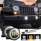 Pair 4  Inch Led Fog Lights Front Bumper Driving Lamp For Jeep Wrangler Jk Jl Lj
