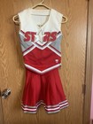 Girls Stars Real Cheerleader Uniform Outfit   Costume   Skirt  With Pom Pom