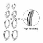 4 Pairs Stainless Steel Small Hinged Hoop Huggie Ear Earrings Women Men 7-14mm