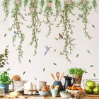  Hanging Vines With Flowers Wall Decals Green Plant Leaves Hanging Vines Birds