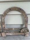 Antique Pair Horseshoe Large U Shaped Matching Iron Barn Door Rollers Hangers 2