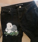  Hand-painted 3d Old English Sheepdog Black Jeans By Barbara Wood  Oes  New