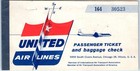 1956 United Air Lines Passenger Tkt Baggage Check Milwaukee Wi La San Diego Vtg