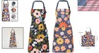 Kitchen Apron Floral Aprons For Women With Pockets Adjustable Cotton Cooking