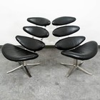 Mid Century Danish Modern Lounge Chairs Corona Set Of 2 Black Chrome Ottoman Mcm