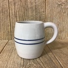 Martinez Pottery Heritage Blue Stripe Stoneware Barrel Mug  Usa Made  16 Oz