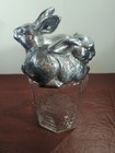 Arthur Court Small 11    Aluminum Bunny Rabbit Dimpled Glass Canister With Box