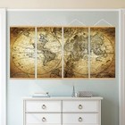 4pcs Vintage World Map Canvas Wall Art Prints Stretched Canvas Painting high-   