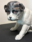 Gebruder Heubach Antique Porcelain White Gray Seated Dog