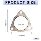 2 Pcs 2 5  Car Exhaust Gasket  Three-bolt Exhaust 2 Pcs 2 5 Inches Silver