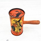 Vintage Kirchhof Halloween Tin Can Rattle Noisemaker W Witch Cat Clown Pumpkins
