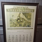 Large Framed 1942 American Steel Foundries Calendar Railway Specialties Vintage