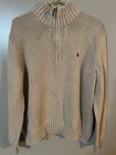 Polo Ralph Lauren Knitted Quarter Zip Sweater Size Large Tan