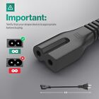 2 Pack 2 Prong Polarized Tv Power Cord 5 Ft Us Plug Ac Power Cord Cable 125v
