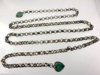 Antique Victorian Unmarked Sterling Silver Lariat Enamel Heart Necklace No Clasp