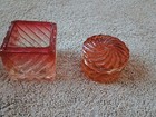  Baccarat  Sunset Red   Perfume Bottle candle Holder  Dresser Jar Box  3 Lot 