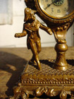 Antique Rare  1890 Art Nouveau Gold Painted Metal Dual Figures Clock Working