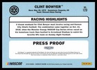 2019 Donruss Racing Gold Press Proof  120 Clint Bowyer  62 99