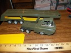 Vintage Army Green Pressed Steel Toy Vehicle Transporter Truck