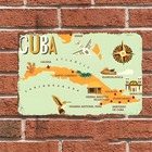 Cuba Map Vintage Cuban Landmarks Tin Metal Signs Home D  cor 8x12