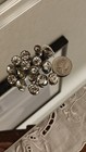 Lot Of Large Prong Set Faceted Rhinestones In Silvertone Metal Vintage Buttons