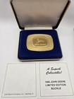 Vintage 1986 John Deere Leaping Deer Trademark Logo 24k Gold Plated Belt Buckle