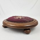 Antique Walnut Needlepoint Footstool Foot Rest Ottoman French Victorian Vintage