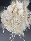 Bridal Wedding Bouquet Round Bouquet Ivory Faux Pearl Floral Ribbon