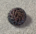 Antique Blumenthal   Co Le Chic Black Glass Button Floral Tinted  22mm
