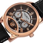 Men s Akribos Xxiv Ak725rg Rose-tone Multifunction Step Dial Brown Leather Watch