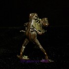 Old Chinese Bronze Carving Lovely Frog Fight Statue Pendant Gift Collection 4 Cm