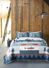  True North Fish Quilt Set - Twin Size With 1 Sham  Rustic Cabin Bedding With 