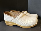 Dansko Womens Perfed Pro Comfort Clogs  Ivory White Leather   Eu 41  Us Women 10