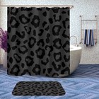 Black Gray Leopard Cheetah Bathroom Shower Curtain Set With Rugs lid Cover  B   