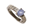 19thc  Antique 1ct Blue Star Sapphire silver Ring Ancient Persia Sorcery Prophet