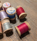 Bag Of Vintage Spools Sewing Thread 30pcs Wooden Crafts Sewing