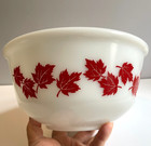 Hazel Atlas Milk Glass Red Maple 9 Inch Punch Or Mixing Bowl Rare Hard To Find