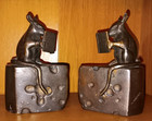 Vintage Set Bronze Mice Mouse Reading Books On Swiss Cheese Wedges Bookends Spi 