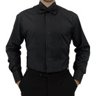 Sir Gregory Fitted Black Tuxedo Shirt W  Wing Collar French Cuffs And 1 4  Pleat