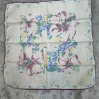 Vintage Women s Linen Handkerchief  hankie Embroidered Edge Floral