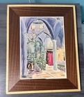 Vtg Painting Synagogue Interior Signed Handmade By Hemed Kibbutz Afikim Israel