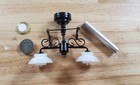 Dollhouse Ceiling Light Black With Chains   Wand 1 12 Miniature Battery Lamp