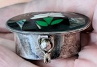 Vintage Mexico Alpaca Silver Trinket Pill Box Abalone Mother Of Pearl Inlay
