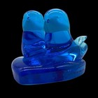 Blue Bird Of Paradise  2 Sitting On A Glass Blue Heart Signed Leo Ward 1993