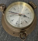 Vintage 7  Nautical Ship s Time Clock Quartz Heavy Brass Porthole